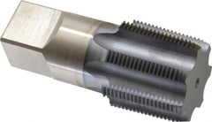 Hertel - 1-1/2 - 11-1/2 NPT Thread, 7 Flute Standard Pipe Tap - 4-1/4" OAL, 1-3/4" Thread Length, 1-1/2" Shank Diam, TiCN Finish, High Speed Steel - Exact Tooling