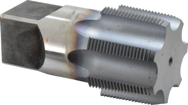 Hertel - 2 - 11-1/2 NPT Thread, 7 Flute Standard Pipe Tap - 4-1/2" OAL, 1-3/4" Thread Length, 1-7/8" Shank Diam, TiCN Finish, High Speed Steel - Exact Tooling
