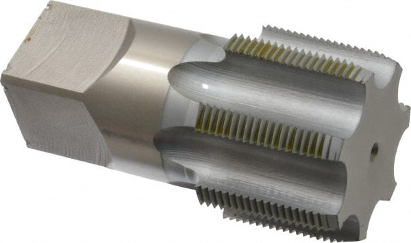 Hertel - 2 - 11-1/2 NPT Thread, 7 Flute Standard Pipe Tap - 4-1/2" OAL, 1-3/4" Thread Length, 1-7/8" Shank Diam, Chrome Finish, High Speed Steel - Exact Tooling