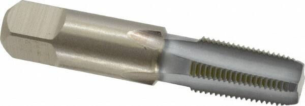 Hertel - 1/8-27 NPTF Thread, 4 Flute Standard Pipe Tap - 2-1/8" OAL, 3/4" Thread Length, 5/16" Shank Diam, Chrome Finish, High Speed Steel - Exact Tooling