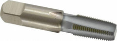 Hertel - 1/8-27 NPTF Thread, 4 Flute Standard Pipe Tap - 2-1/8" OAL, 3/4" Thread Length, 5/16" Shank Diam, Chrome Finish, High Speed Steel - Exact Tooling