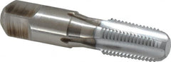 Hertel - 1/4-18 NPTF Thread, 4 Flute Standard Pipe Tap - 2-7/16" OAL, 1-1/16" Thread Length, 9/16" Shank Diam, Chrome Finish, High Speed Steel - Exact Tooling