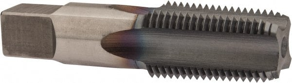 Hertel - 1/2-14 NPTF Thread, 4 Flute Standard Pipe Tap - 3-1/8" OAL, 1-3/8" Thread Length, 11/16" Shank Diam, TiCN Finish, High Speed Steel - Exact Tooling