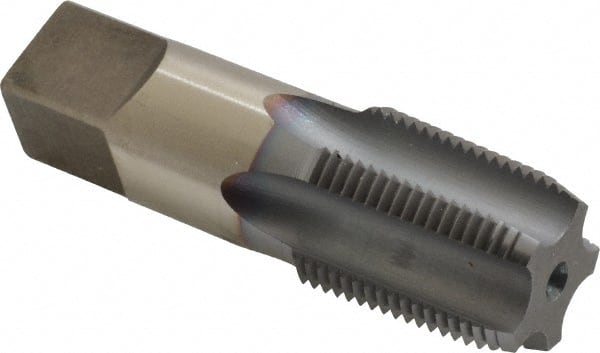Hertel - 3/4-14 NPTF Thread, 5 Flute Standard Pipe Tap - 3-1/4" OAL, 1-3/8" Thread Length, 29/32" Shank Diam, TiCN Finish, High Speed Steel - Exact Tooling