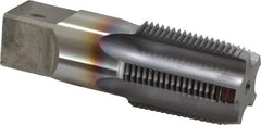 Hertel - 1 - 11-1/2 NPTF Thread, 5 Flute Standard Pipe Tap - 3-3/4" OAL, 1-3/4" Thread Length, 1-1/8" Shank Diam, TiCN Finish, High Speed Steel - Exact Tooling