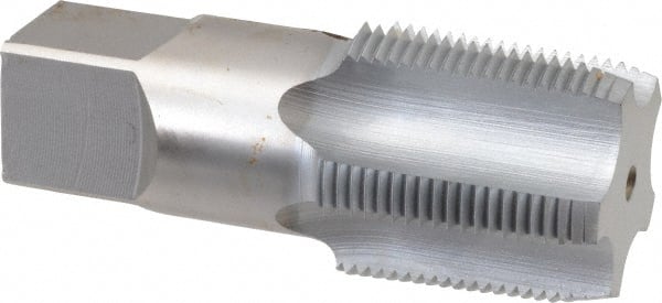 Hertel - 1-1/4 - 11-1/2 NPTF Thread, 5 Flute Standard Pipe Tap - 4" OAL, 1-3/4" Thread Length, 1-5/16" Shank Diam, Chrome Finish, High Speed Steel - Exact Tooling