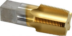 Hertel - 1-1/4 - 11-1/2 NPTF Thread, 5 Flute Standard Pipe Tap - 4" OAL, 1-3/4" Thread Length, 1-5/16" Shank Diam, TiN Finish, High Speed Steel - Exact Tooling