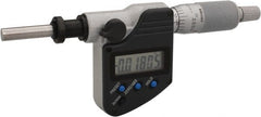 Mitutoyo - 0 to 25.4mm Range, 6.35mm Spindle Diameter, 156.5mm OAL, Flat Spindle Electronic Micrometer Head - 0.00005" Resolution, 0.0001" Accuracy, Carbide Measuring Face, Data Output - Exact Tooling