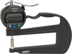 Mitutoyo - 0mm to 10mm Measurement, 0.01mm Resolution Electronic Thickness Gage - Accurate up to 0.001", 1.5 N Measuring Force - Exact Tooling