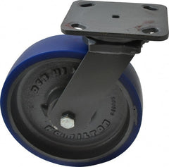 Hamilton - 8" Diam x 2" Wide x 9-1/2" OAH Top Plate Mount Swivel Caster - Polyurethane, 1,200 Lb Capacity, Precision Sealed Bearing, 4 x 5" Plate - Exact Tooling