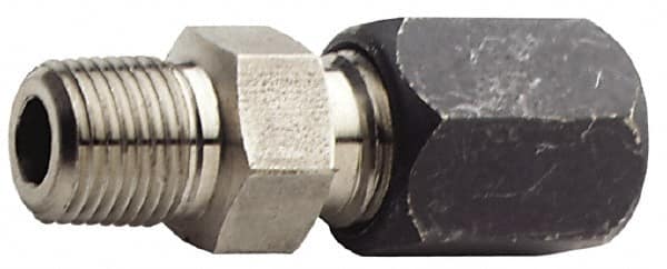 Made in USA - 1/2" OD, Grade 316Stainless Steel Male Connector - 1-1/8" Hex, Comp x MPT Ends - Exact Tooling