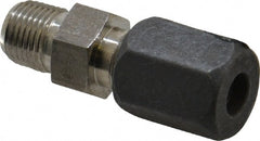 Made in USA - 1/4" OD, Grade 316Stainless Steel Male Connector - -75 to 750°F, 1/2" Hex, Comp x MPT Ends - Exact Tooling