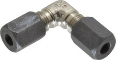 Made in USA - 1/4" OD, Grade 316Stainless Steel Union Elbow - -75 to 750°F, 7/16" Hex, Comp x Comp Ends - Exact Tooling