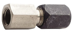Made in USA - 5/8" OD, Grade 316Stainless Steel Female Connector - 1-1/8" Hex, Comp x FNPT Ends - Exact Tooling