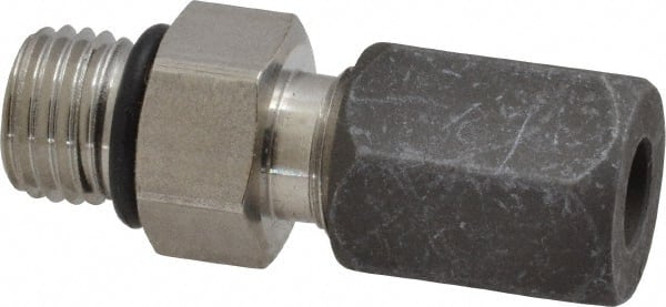 Made in USA - 1/4" OD, Grade 316Stainless Steel Male Connector - -75 to 750°F, 9/16" Hex, Comp x Straight Thread O-Ring Ends - Exact Tooling