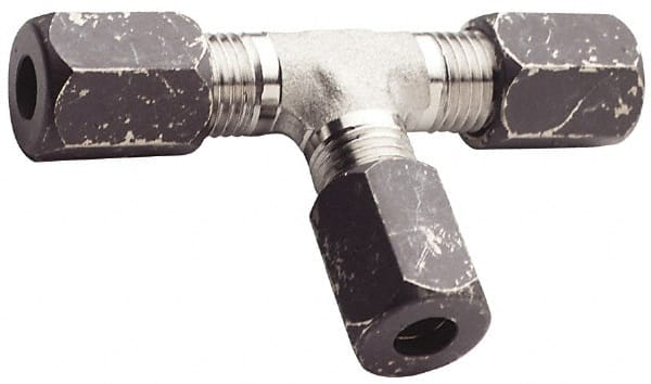 Made in USA - 1" OD, Grade 316Stainless Steel Union Tee - 1-5/16" Hex, Comp x Comp x Comp Ends - Exact Tooling