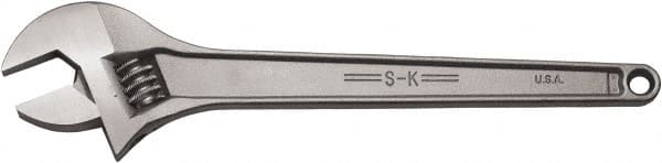 SK - 2-1/4" Jaw Capacity, 18" Standard Adjustable Wrench - Stainless Steel, Chrome Finish, 18" OAL - Exact Tooling