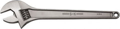 SK - 2-1/4" Jaw Capacity, 18" Standard Adjustable Wrench - Stainless Steel, Chrome Finish, 18" OAL - Exact Tooling