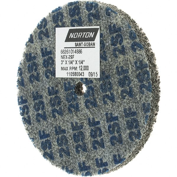 Norton - 3" Diam, 1/4" Face Width, 1/4" Center Hole, Fine Grade, Silicon Carbide Deburring Wheel - Unitized, Density 2 Grade - Exact Tooling