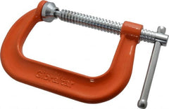 Gibraltar - Regular-Duty 4" Max Opening, 3-1/4" Throat Depth, Forged Steel Standard C-Clamp - 6,200 Lb Capacity, 0" Min Opening, Deep Throat - Exact Tooling