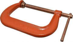 Gibraltar - Regular-Duty 6" Max Opening, 3-1/4" Throat Depth, Forged Steel Standard C-Clamp - 6,600 Lb Capacity, 0" Min Opening, Deep Throat, Copper Plated Screw - Exact Tooling