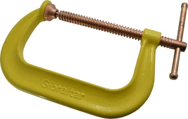 Gibraltar - Regular-Duty 6" Max Opening, 3-1/4" Throat Depth, Forged Steel Standard C-Clamp - 6,600 Lb Capacity, 0" Min Opening, Deep Throat, Copper Plated Screw - Exact Tooling