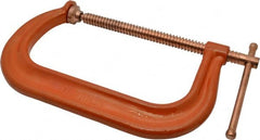 Gibraltar - Regular-Duty 8" Max Opening, 3-1/4" Throat Depth, Forged Steel Standard C-Clamp - 6,900 Lb Capacity, 0" Min Opening, Deep Throat, Copper Plated Screw - Exact Tooling