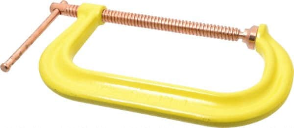 Gibraltar - Regular-Duty 8" Max Opening, 3-1/4" Throat Depth, Forged Steel Standard C-Clamp - 6,900 Lb Capacity, 0" Min Opening, Deep Throat, Copper Plated Screw - Exact Tooling