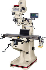 Jet - 9" Table Width x 42" Table Length, Variable Speed Pulley Control, 3 Phase Knee Milling Machine - R8 Spindle Taper, 3 hp - Exact Tooling