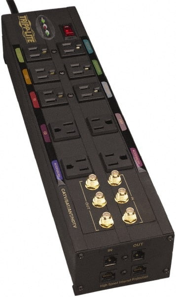 Tripp-Lite - 10 Outlets, 120 VAC15 Amps, 10' Cord, Power Outlet Strip - Floor, Keyhole Mount, 5-15 NEMA Configuration, 3-1/2" Strip - Exact Tooling
