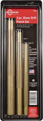 Mayhew - 3 Piece, 3/8 to 3/4", Drift Punch Set - Round Shank, Brass, Comes in Pouch - Exact Tooling