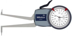 Mitutoyo - 2 to 2.8" Inside Dial Caliper Gage - 0.0005" Graduation, 0.0015" Accuracy, 3.3" Leg Length, 0.31" Deep x 0.06" Wide Groove, Ball Contact Points - Exact Tooling