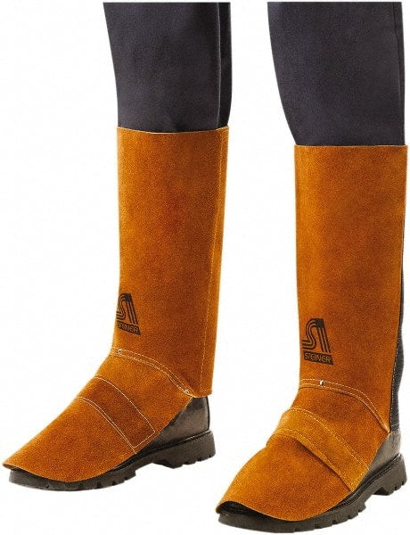 Steiner - Men's 9 General Purpose Spats - 12" High, Plain Toe, Leather Upper, Brown - Exact Tooling