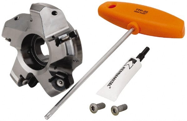 Kennametal - 4" Cut Diam, 1-1/4" Arbor Hole, 8mm Max Depth of Cut, 45° Indexable Chamfer & Angle Face Mill - 5 Inserts, HNPJ 1307... Insert, Right Hand Cut, 5 Flutes, Through Coolant, Series Dodeka Max - Exact Tooling