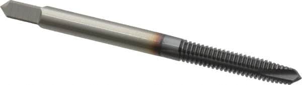 OSG - #8-32 UNC, 3 Flute, TiCN Finish, Powdered Metal Spiral Point Tap - Plug Chamfer, Right Hand Thread, 2-1/8" OAL, 3/4" Thread Length, 0.168" Shank Diam, 2B Class of Fit, Series 312TI - Exact Tooling