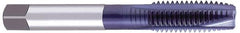 OSG - 7/16-20 UNF, 3 Flute, TiCN Finish, Powdered Metal Spiral Point Tap - Plug Chamfer, Right Hand Thread, 3-5/32" OAL, 1-7/16" Thread Length, 0.323" Shank Diam, Series 312TI - Exact Tooling