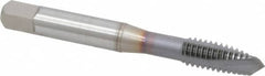 OSG - 5/16-18 UNC, 3 Flute, TiCN Finish, Powdered Metal Spiral Point Tap - Plug Chamfer, Right Hand Thread, 2-23/32" OAL, 1-1/8" Thread Length, 0.318" Shank Diam, 3B Class of Fit, Series 312TI - Exact Tooling