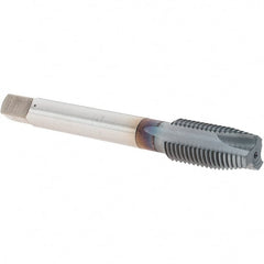 OSG - 7/16-20 UNF, 3 Flute, TiCN Finish, Powdered Metal Spiral Point Tap - Plug Chamfer, Right Hand Thread, 3-5/32" OAL, 1-7/16" Thread Length, 0.323" Shank Diam, Series 312TI - Exact Tooling