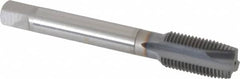 OSG - 1/2-20 UNF, 3 Flute, TiCN Finish, Powdered Metal Spiral Point Tap - Plug Chamfer, Right Hand Thread, 3-3/8" OAL, 1-21/32" Thread Length, 0.367" Shank Diam, 3B Class of Fit, Series 312TI - Exact Tooling