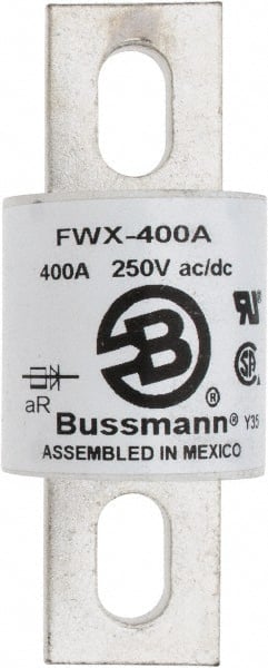 Cooper Bussmann - 250 VAC/VDC, 400 Amp, Fast-Acting Semiconductor/High Speed Fuse - Stud Mount Mount, 3-27/32" OAL, 200 (RMS), 50 at DC kA Rating, 1-1/2" Diam - Exact Tooling