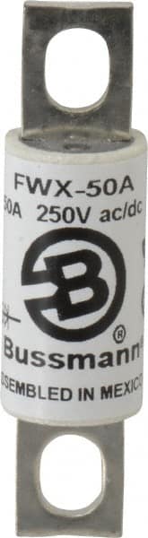 Cooper Bussmann - 250 VAC/VDC, 50 Amp, Fast-Acting Semiconductor/High Speed Fuse - Stud Mount Mount, 3-3/16" OAL, 200 (RMS), 50 at DC kA Rating, 0.81" Diam - Exact Tooling