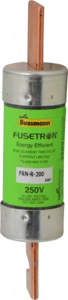Cooper Bussmann - 125 VDC, 250 VAC, 200 Amp, Time Delay General Purpose Fuse - Bolt-on Mount, 7-1/8" OAL, 20 at DC, 200 (RMS) kA Rating, 1-9/16" Diam - Exact Tooling