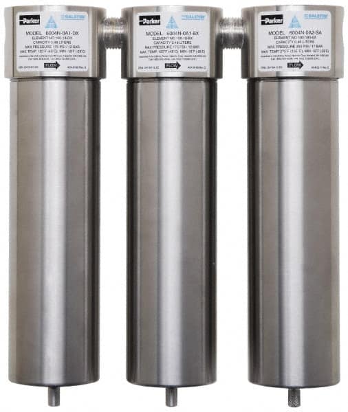 Parker - 1/2" Port, 10" High x 10" Wide, FRL Filter with Stainless Steel Bowl & Automatic Drain - 175 Max psi, 120°F Max - Exact Tooling