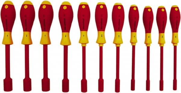 Wiha - 11 Piece 5/32 to 5/8" Insulated Nutdriver Set - Cushion Grip Handle - Exact Tooling