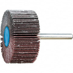PFERD - 2" Diam x 1" Face Width, Aluminum Oxide Coated Mounted Flap Wheel - 1/4" Shank Mount, 120 Grit, 23,000 Max RPM - Exact Tooling