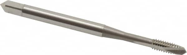 OSG - #5-40 UNC, 2 Flute, Bright Finish, Vanadium High Speed Steel Spiral Point Tap - Bottoming Chamfer, Right Hand Thread, 1-15/16" OAL, 5/8" Thread Length, 0.141" Shank Diam, 2B/3B Class of Fit - Exact Tooling