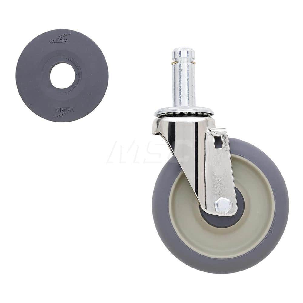 Metro - Cart Accessories; Media Type: Caster ; For Use With: Super Erecta Industrial Wire Shelving Racks ; Color: Silver/Gray ; Width: 2.5000 ; Length (Decimal Inch): 5.0000 ; Height (Decimal Inch): 8.250000 - Exact Tooling