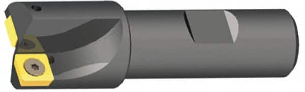 Kennametal - 1-3/8" Cut Diam, 0.47" Max Depth of Cut, 1-1/4" Shank Diam, 4.03" OAL, Indexable Square Shoulder End Mill - SPEB 422 Inserts, Cylindrical Shank, 0° Lead Angle - Exact Tooling