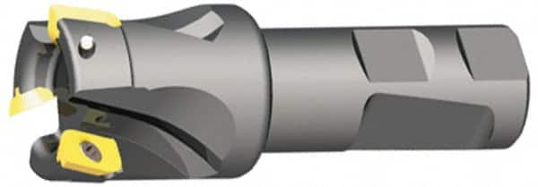 Kennametal - 1-1/2" Cut Diam, 0.404" Max Depth of Cut, 1" Shank Diam, 4.03" OAL, Indexable Square Shoulder End Mill - LFEW 252... Inserts, Cylindrical Shank, 0° Lead Angle - Exact Tooling