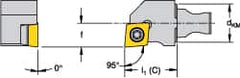 Kennametal - Left Hand Cut, Size KM12, CCMT 32.52 Insert Compatiblity, External Modular Turning & Profiling Cutting Unit Head - 8mm Ctr to Cutting Edge, 15mm Head Length, Through Coolant, Series Micro Screw-On - Exact Tooling